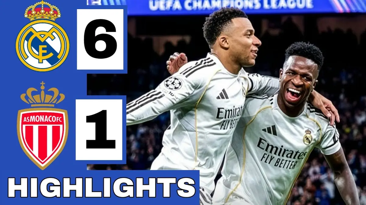Real Madrid - Monaco résumé vidéo du match. Victoire écrasante du Real (6-1)