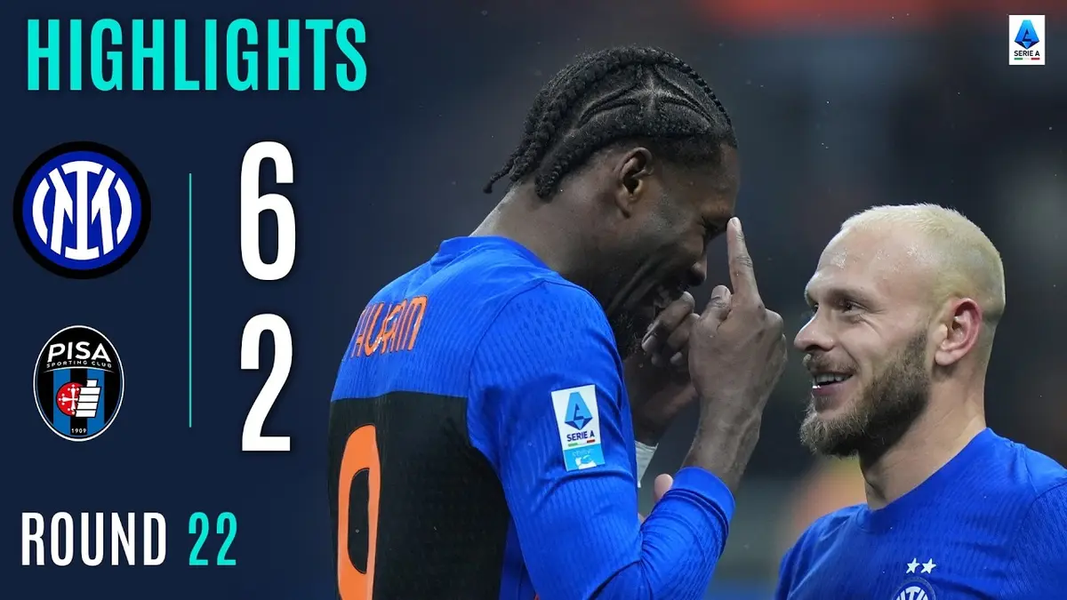 Inter Milan - Pise résumé vidéo du match. Victoire de l'Inter (6 - 2).