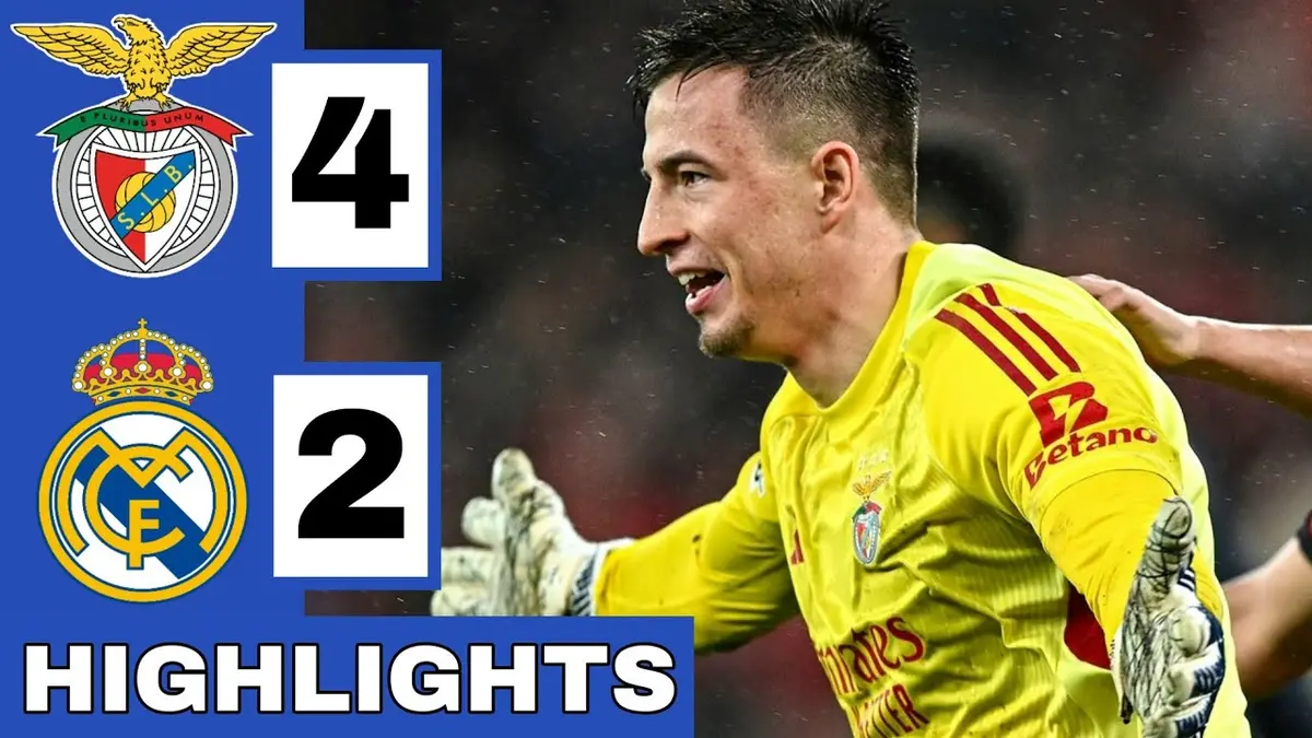 Benfica - Real Madrid résumé vidéo du match. Victoire de Benfica (4-2).
