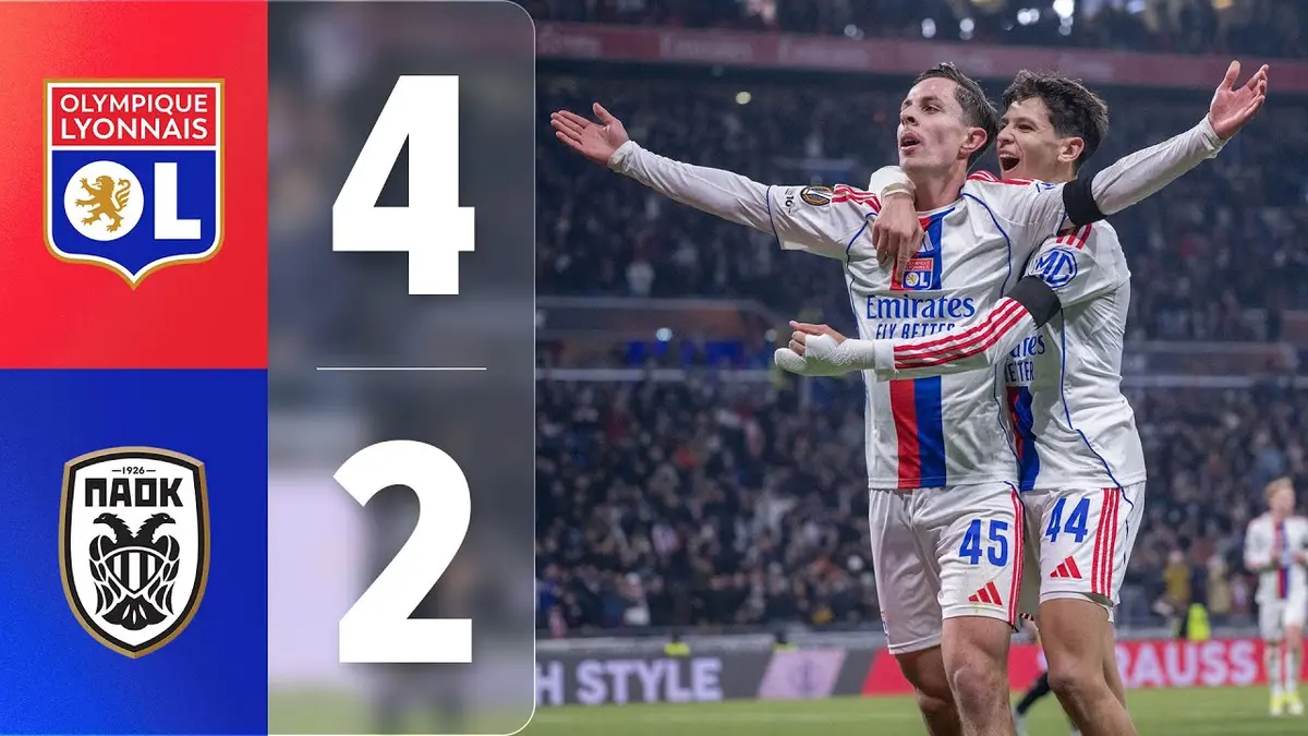 Lyon - PAOK résumé vidéo du match. Victoire de l'OL (4-2) qui termine premier en Europa League.