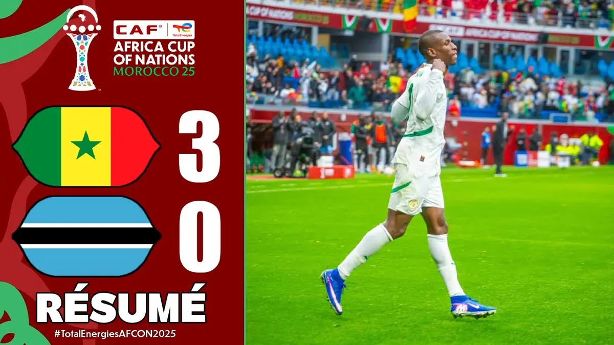 Sénégal - Botswana résumé vidéo du match. Victoire du Sénégal (3 - 0).