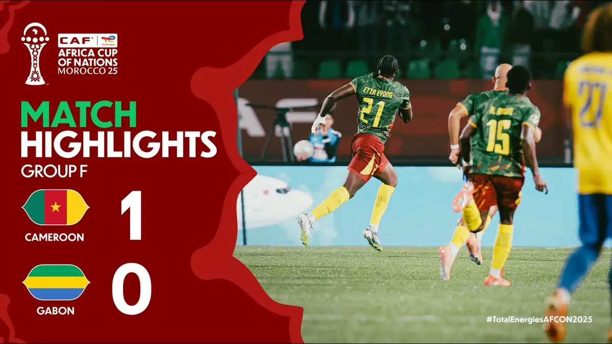 Cameroun - Gabon résumé vidéo du match. Victoire des Lions Indomptables (1 - 0).
