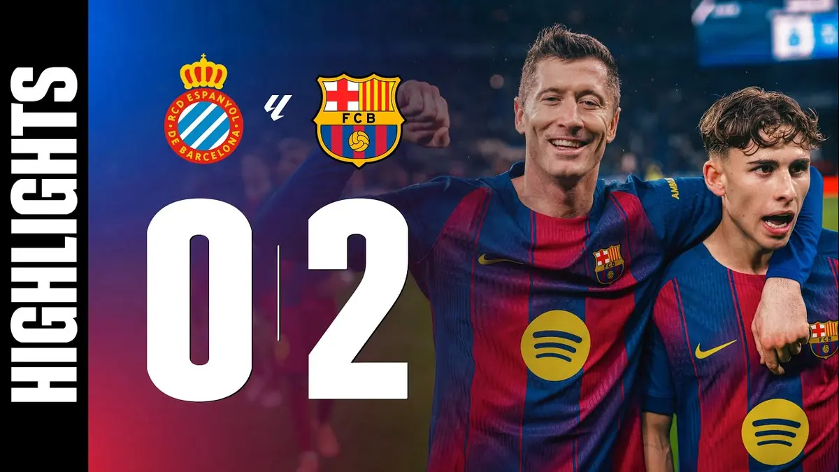 Espanyol - FC Barcelone résumé vidéo du match. Victoire du Barca (0 - 2)